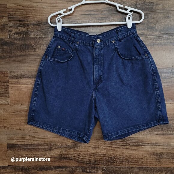 Vtg Chic Denim Shorts Size 15 Waist 28 In High Rise Medium Dark Wash 80's Mom - Picture 1 of 13